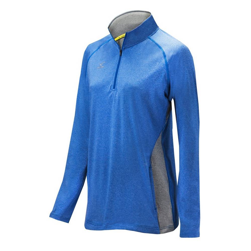 Chaqueta Mizuno Fire 1/2 Zip Mujer Rojas Azul Real/Gris Baratas WTQF-86234